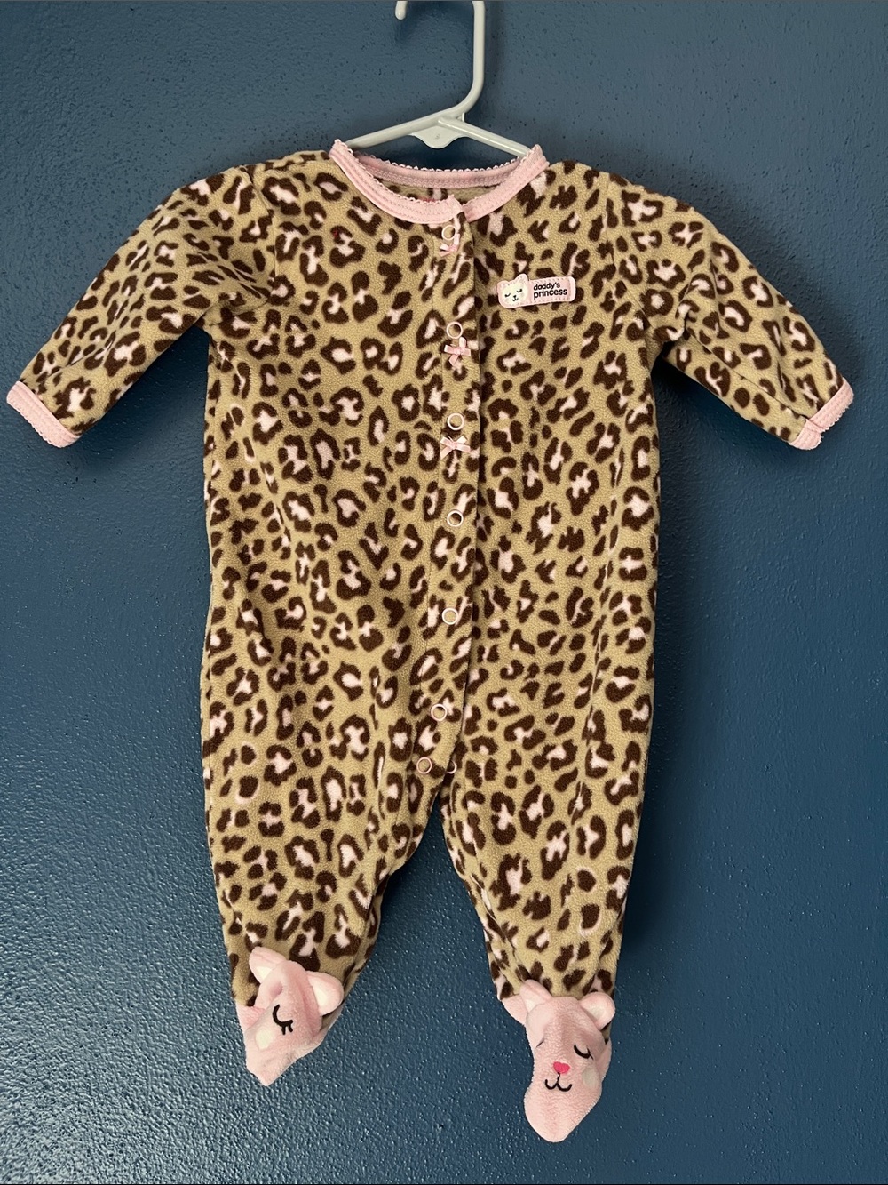 Carter's Leopard Print Footed One-Piece with Pink Trim